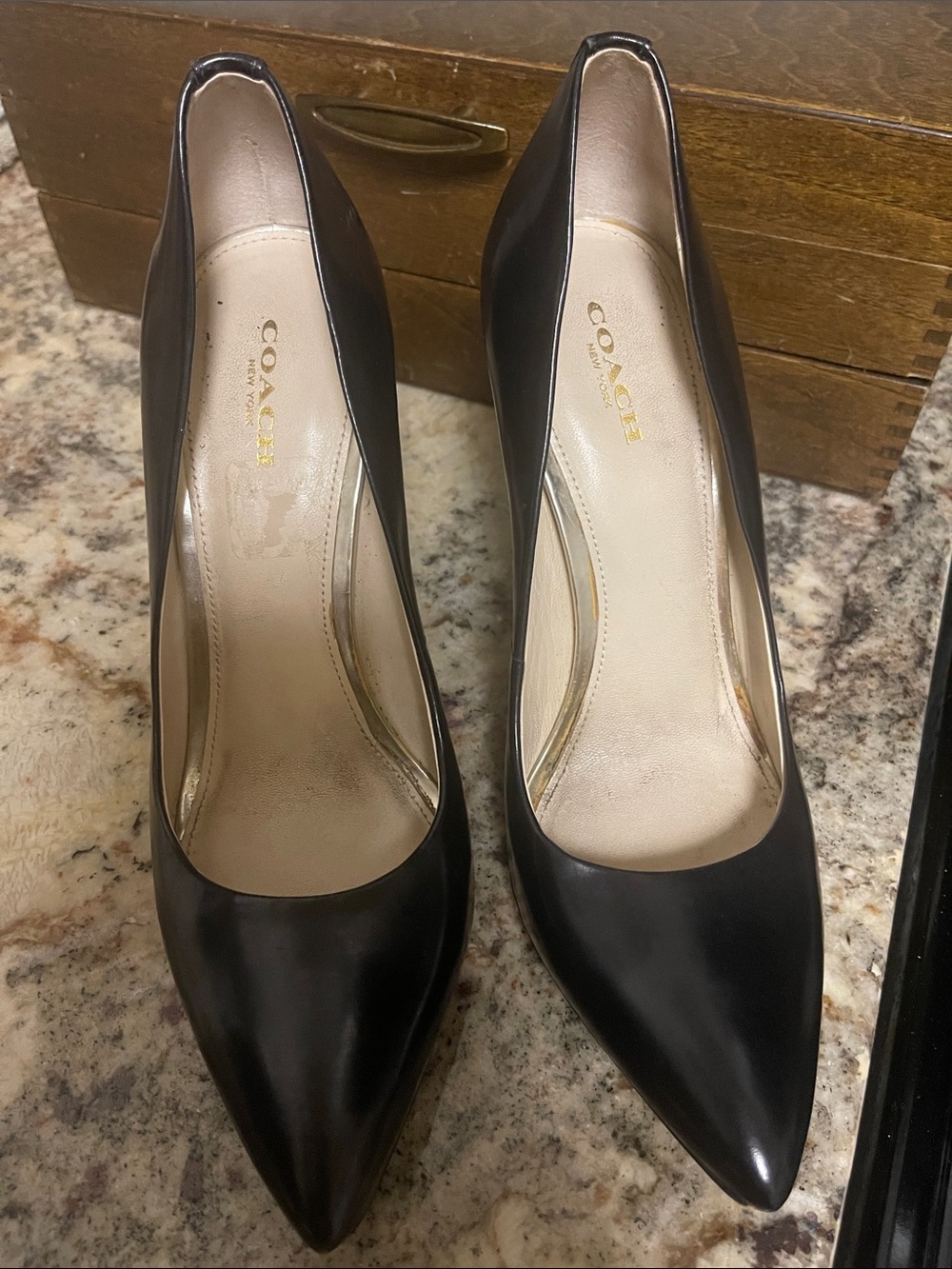 Coach Black Leather Pumps high heel size 8.5 B